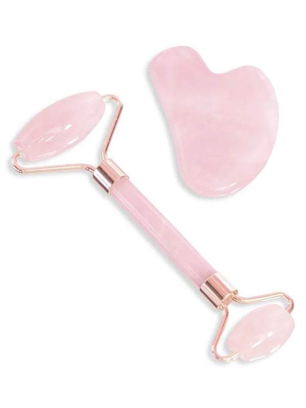 2-Piece Rose Quartz Roller & Gua Sha Deluxe Set