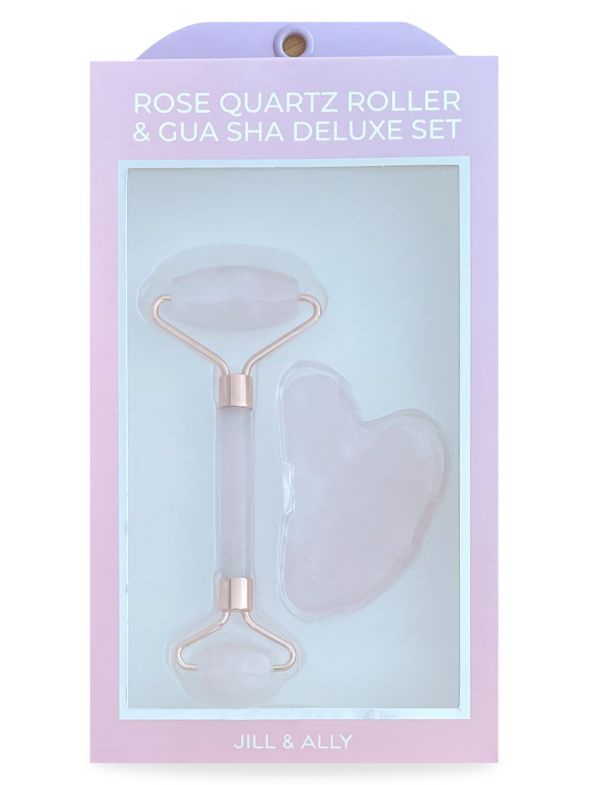 2-Piece Rose Quartz Roller & Gua Sha Deluxe Set